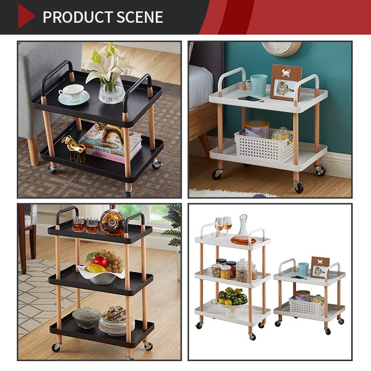 3 Tier Bathroom Kitchen Storage Cart With Wheels Plastic PP