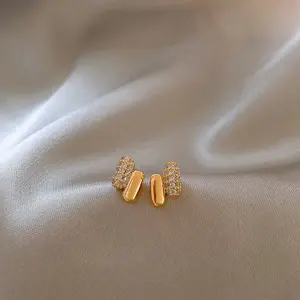 Pendientes RINHOO Mini Micro con Incrustaciones de Circonita, Chapados en Oro de 18K, con Forma de Línea <span class=keywords><strong>Paralela</strong></span>, Joyería de Lujo para Mujer - Product Image 5