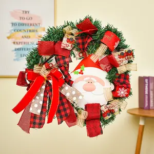 high quality decorative flowers wreaths and plants santa claus figure wreath for christmas thanksgiving door decoration