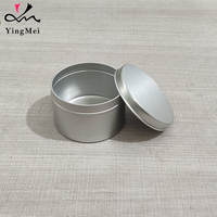 Vente en gros de boîtes en métal rondes vides argentées de 220ml avec couvercle coulissant Boîtes à bougies Emballage de thé Boîte-cadeau en aluminium
