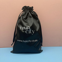 Sac de luxe personnalisé en satin avec cordon de serrage pour extensions capillaires, sac de rangement en satin de soie avec cordon pour paquets de cheveux