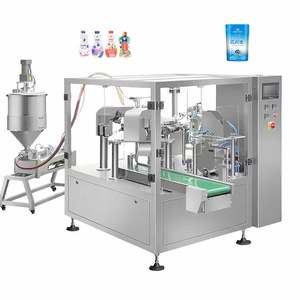 Machine d'emballage automatique de type rotatif pour jus, <span class=keywords><strong>lessive</strong></span>, beurre de cacahuète, sauce tomate, sachet debout avec fermeture éclair, doypack - Product Image 1