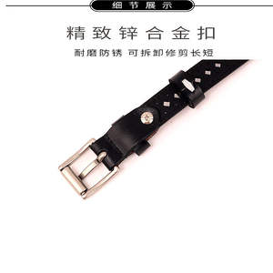 Cinturón de Cuero Genuino Tiyo, Piel de Vaca, Hebilla Rectangular Resistente, Estilo Vintage, Unisex, Ajustable, Sin Perforaciones, 2.5cm de Ancho, Deportivo, Casual - Product Image 4