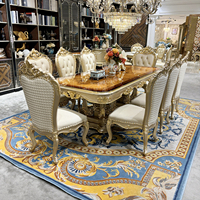 Ensemble table et chaises rectangulaires en bois massif de style français, idéal pour les villas et hôtels de luxe pour les banquets