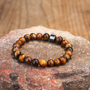 Bracciale Unisex Transfrontaliero con Perle <span class=keywords><strong>di</strong></span> <span class=keywords><strong>Occhio</strong></span> <span class=keywords><strong>di</strong></span> <span class=keywords><strong>Tigre</strong></span>, <span class=keywords><strong>Pietra</strong></span> Vulcanica, Ematite e <span class=keywords><strong>Pietra</strong></span> Mappa, Perle da 8mm, Elastico - Prodotto a Jinhua - Product Image 4