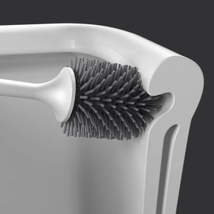 <span class=keywords><strong>Brosse</strong></span> de toilette en silicone TPR écologique noir et <span class=keywords><strong>blanc</strong></span>, accessoires de salle de bain, <span class=keywords><strong>brosse</strong></span> de nettoyage au sol à drainage rapide, fixation murale - Product Image 4