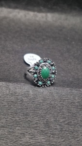 Design chic et mignon vert Onyx pierres précieuses bague en argent Sterling élégant fait à la main déclaration bijoux cadeau - Product Image 4