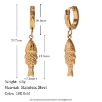 Boucles d'Oreilles Boho en Acier Inoxydable pour Femme, Animal de Mer, Boucle d'Oreille en Forme d'Étoile de Mer, Bijoux en Or 18K