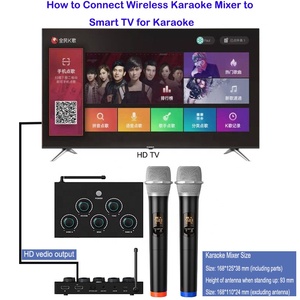 Rạp hát tại nhà hệ thống karaoke UHF dual-channel 100ft phạm vi HD AUX DSP hiệu ứng Micro không dây karaoke Mixer cho Đảng DJ - Product Image 4