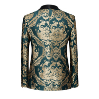 Costume Homme Sur Mesure d'Usine 3 Pièces Ensemble Veste Jacquard et Pantalon Taille Complète Costume de Marié à Bouton Unique Tuxedo Vert pour Hommes