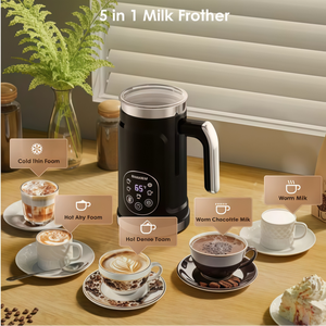 Nouveau mousseur à lait électrique à commande tactile électronique, température réglable, plastique écologique, 500W, 4 tasses - Product Image 6