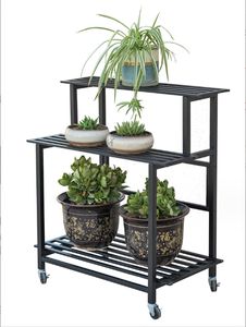 Porte-fleurs en fer Double couche de luxe nouveau carton d'échelle de balcon amovible au sol - Product Image 4