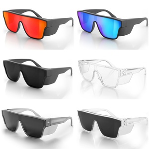 LMA Retro Square ANSI Z87 Big Matte Frame Mirror <strong>Blue</strong> Men Work Eyewear Anti Scratch <strong>Women</strong> AS/NZS 1337.1 UV400 Safety <strong>Sunglasses</strong> - Product Image 4
