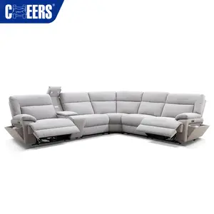 CHEERS Fabric Power Sectional Recliner Sofa High End Comfort Multifunctional Folding Sofa With USB And Led Light For Home Luxury