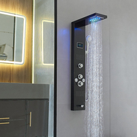 Cascade Spa Jets Douche Intelligente Panneau Mural Panneau De Douche Led Pluie Système De Salle De Bains Panneau De Douche Colonne Tours En Acier Inoxydable 304