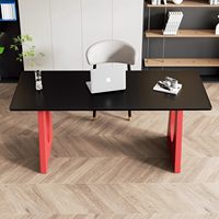Bureau en bois moderne pour étude, chambre à coucher, salon - Bureau d'écriture Memphis à coins arrondis personnalisable, table longue et petite