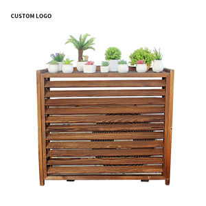 Cubierta decorativa para radiador de jardín carbonizada de pino de alta calidad, estante de almacenamiento para exhibición de balcón, cubierta de madera para aire acondicionado - Product Image 3