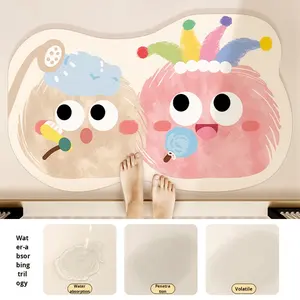 קריקטורה כיף ביתי מודרני אמבט מחצלות כביסה מהירה ייבוש ללא החלקה בוץ diatom מחצלות סופגת רצפה עם אסלות - Product Image 3