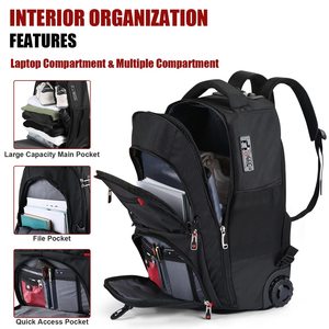 2-en-1 meilleur grand <span class=keywords><strong>sac</strong></span> à dos de voyage à <span class=keywords><strong>roulettes</strong></span> léger de 45L avec <span class=keywords><strong>roulettes</strong></span> pour hommes femmes - Product Image 6