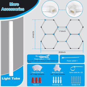 Lampe de garage hexagonale, éclairage LED en forme de nid d'abeille 110V-240V pour réparation de carrosserie automobile, éclairage d'atelier LED personnalisable - Product Image 6