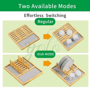 Nouveau plat en pierre de diatomite tapis de séchage rapide pliable plateau de terre absorbant l'eau pliable avec support en bambou pour comptoir de cuisine - Product Image 4