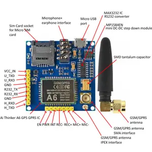 A6 Gprs Pro modul GSM seri Gprs Diy papan pengembangan TTL RS232 dengan antena GPRS modul nirkabel pengganti Data SIM900