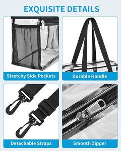 Bolso de mano de PVC impermeable y ligero, estilo informal con correa para el hombro, ASA, cierre de cremallera, bolsa de almuerzo transparente aprobada por el estadio - Product Image 3