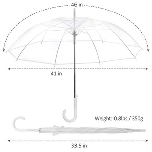 Best Price China Manufacturer Modern Fiberglass <b>Frame</b> Transparent Fully-Automatic Straight Umbrella <b>Plastic</b> Curved Handle 190T - Product Image 4