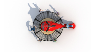 Attrezzatura da gioco per esterni 3-in-1 per bambini, in plastica e metallo resistente, arancione, anticorrosione, per parchi pubblici, con scivolo, altalena e struttura per arrampicata. - Product Image 6