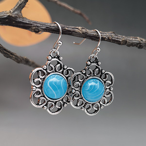 Orecchini Pendenti Lunghi a Onda con Fiore Blu per Donne, Stile Bohémien, Accessori per Orecchie da Indossare Ogni Giorno - Product Image 5