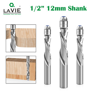 Fraise à queue en carbure monobloc 12 mm à 2 dents pour fraisage en montée pente pour le travail du bois sur centre d'usinage CNC - Product Image 4