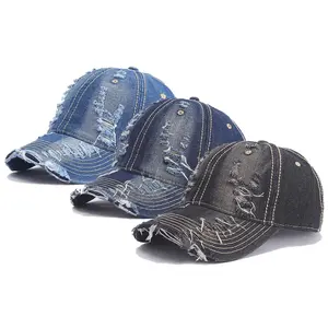 2024 nuevo Hip Hop Street Sunshade Unisex deportes 100 algodón desgastado Denim 6 paneles gorra de béisbol