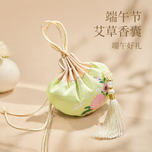 Sachet d'armoise vieillie pour le Festival des Bateaux-Dragons, pochette décorée de style chinois, sachet, cordon long de style antique, imprimé portable - Product Image 5