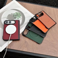 Étui de téléphone magnétique en cuir de litchi de luxe pour iPhone Duo avec protection de la charnière
