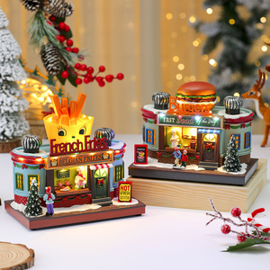 Boîte à musique lumineuse rotative créative de Noël pour la décoration de cuisine et de café, cadeau pour maison de jeu d'enfants - Product Image 3