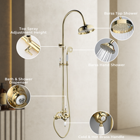 Ensemble de robinetterie de douche de salle de bain de luxe, style classique européen, en laiton chromé, avec douchette à main, valve en céramique, jets de massage, fonction pause et jet pluie