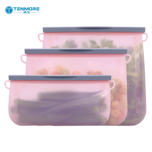 Sac de conservation alimentaire <span class=keywords><strong>en</strong></span> silicone réutilisable avec logo personnalisé, OEM ODM, anti-fuite, sac alimentaire <span class=keywords><strong>en</strong></span> silicone autoportant - Product Image 1