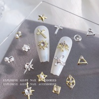 Paso Sico Accessoires de nail art en alliage, croix à cinq branches minimaliste incrustée de strass, best-seller transfrontalier