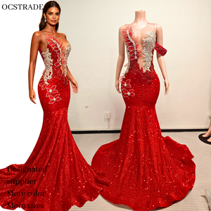 Ocstrade Listo para Enviar - Contacta Antes de Ordenar Vestido de Fiesta de Cumpleaños <span class=keywords><strong>con</strong></span> Hojas 3D y Pedrería, Vestido de Noche sin Mangas Elegante - Product Image 1