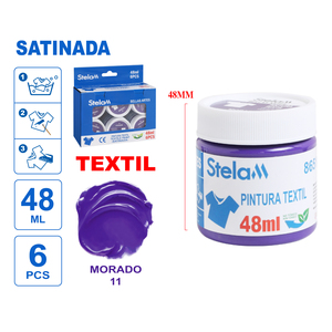 Set di 6 pezzi 48ML viola Morado 11 vernice tessile per l'artigianato del tessuto - Product Image 1