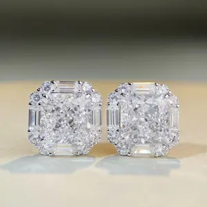 fashion Jewelry Vintage Jewelry 5A Cz Cubic Zirconia White Stud Earrings Jewelry Custom Made Zircon Earrings New Design Diamond