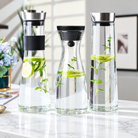 Carafe en verre borosilicate résistant à la chaleur avec couvercle hermétique sans BPA, pichet à eau transparent, pichet à boissons, hôtel, restaurant, OEM personnalisé