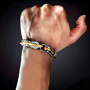 Pulsera de Dragón de Aleación Chapada en Oro y Plata de Alta Gama, Estilo Vintage, Unisex, para Hombre, Amuleto de Buena Suerte - Product Image 2