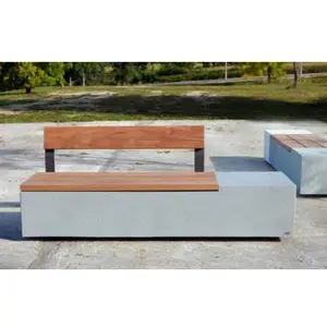 outdoor park public strong durable Wood and concrete benches outdoor garden