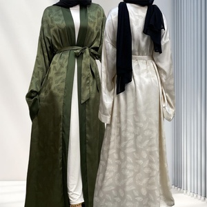 Abaya Abierta de Satén con Estampado Digital de Moda, con Mangas Anchas y Bolsillos para Mujeres Musulmanas 1948 # - Product Image 2