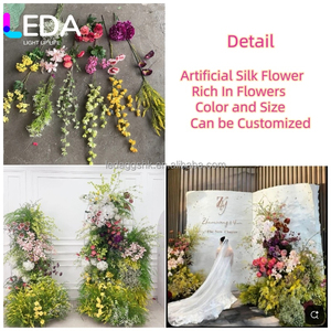 โรงงาน LEDA รับทำซุ้มดอกไม้ประดิษฐ์สีขาว เหลือง เขียว พร้อมต้นเฟิร์นอะสปาร์กัสธรรมชาติ จัดดอกไม้สำหรับงานแต่งงาน - Product Image 2