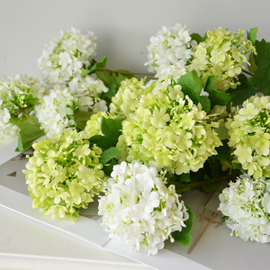 3 têtes d'hortensias artificiels <span class=keywords><strong>en</strong></span> soie, boule de neige, fleurs d'hortensia vertes artificielles pour les arrangements floraux de mariage, fleurs d'hortensia - Product Image 6