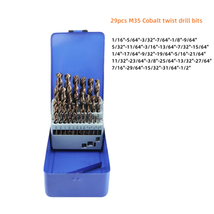 29個入り 1/16インチ～1/2インチ コバルトドリルビットセット M35 6542 #   HSSツイストドリルビットセット 硬化金属 鋳鉄 ステンレス鋼用 - Product Image 2