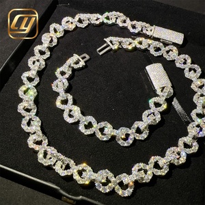 Sterling Silver 925 Hip Hop Pass Diamond Tester Hip Hop Jewelry 15MM VVS Moissanite Diamond <b>Iced</b> <b>Out</b> Cuban Link <b>Chain</b> Necklace - Product Image 6