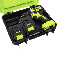 Perceuse-visseuse sans fil 21V sans balais, qualité industrielle OEM, pour installation de rayonnages, 2 vitesses, 2 batteries 2.0Ah, perçage max. 10mm
